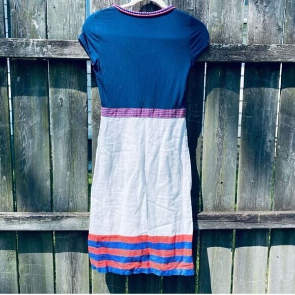 Boden Scoopneck Colorblocked Red White and Blue Dress Short Sleeved Sz 2 - Picture 3 of 8
